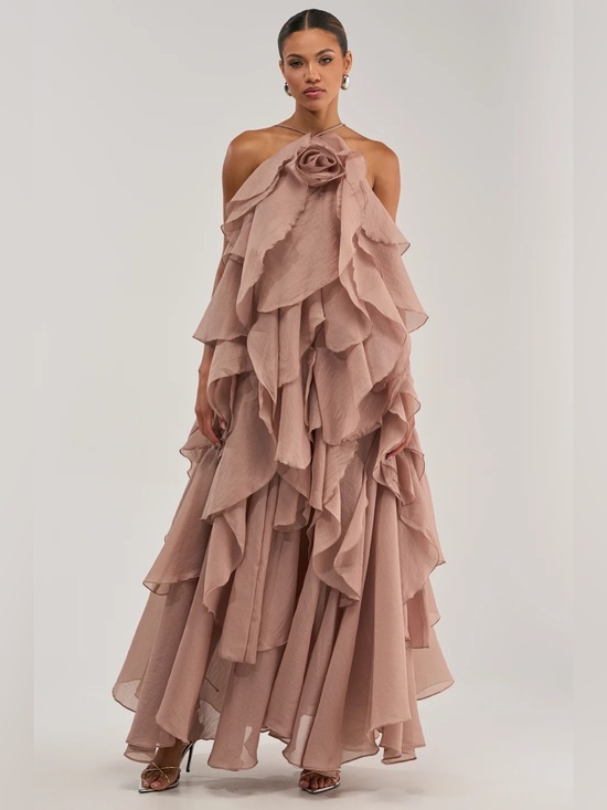 AKIRA Dresses & Skirts - Akira GOLDEN HOUR FLORAL CHIFFON MAXI DRESS IN MAUVE